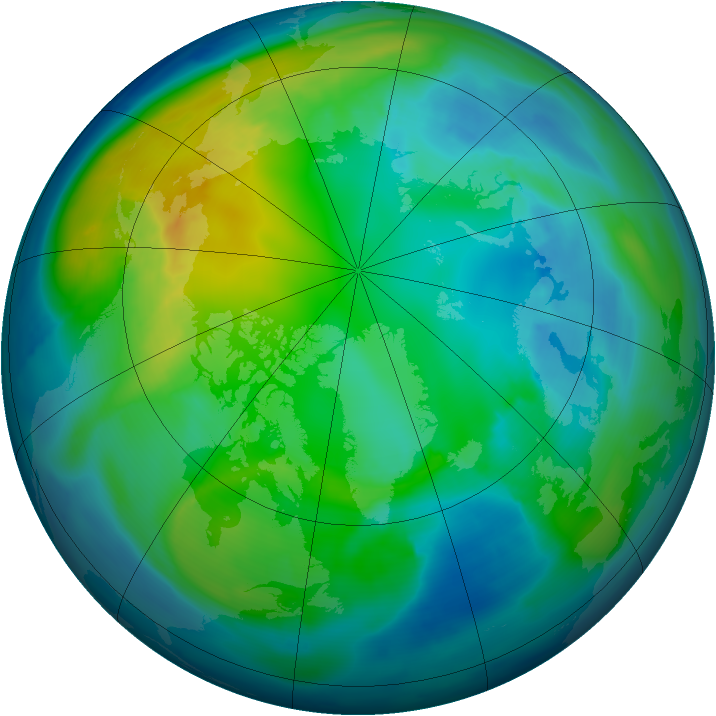 Arctic ozone map for 31 October 2010